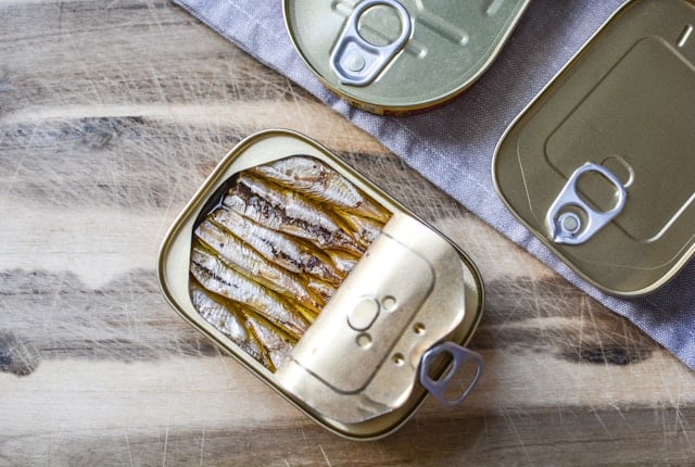 tin of sardines that you can feed to dogs with skin problems because of the high level of omega fatty acids.